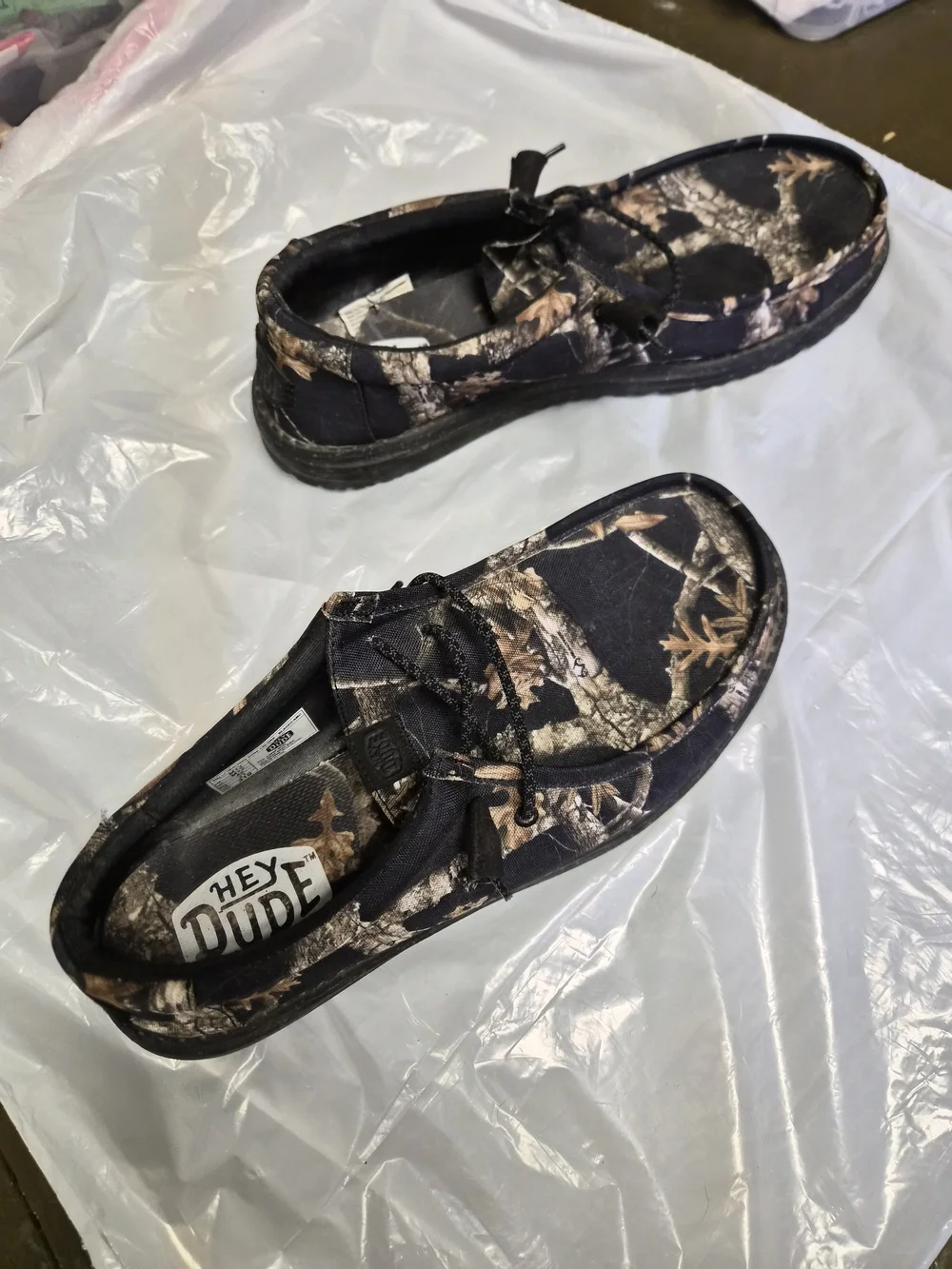 Hey Dude Men’s Camouflage Slip-On Loafers in Black and Brown